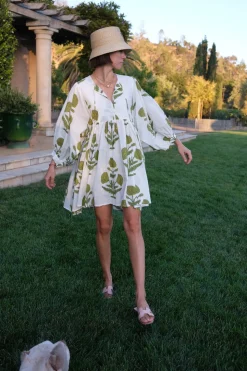 Taj Mini Dress Green Flower