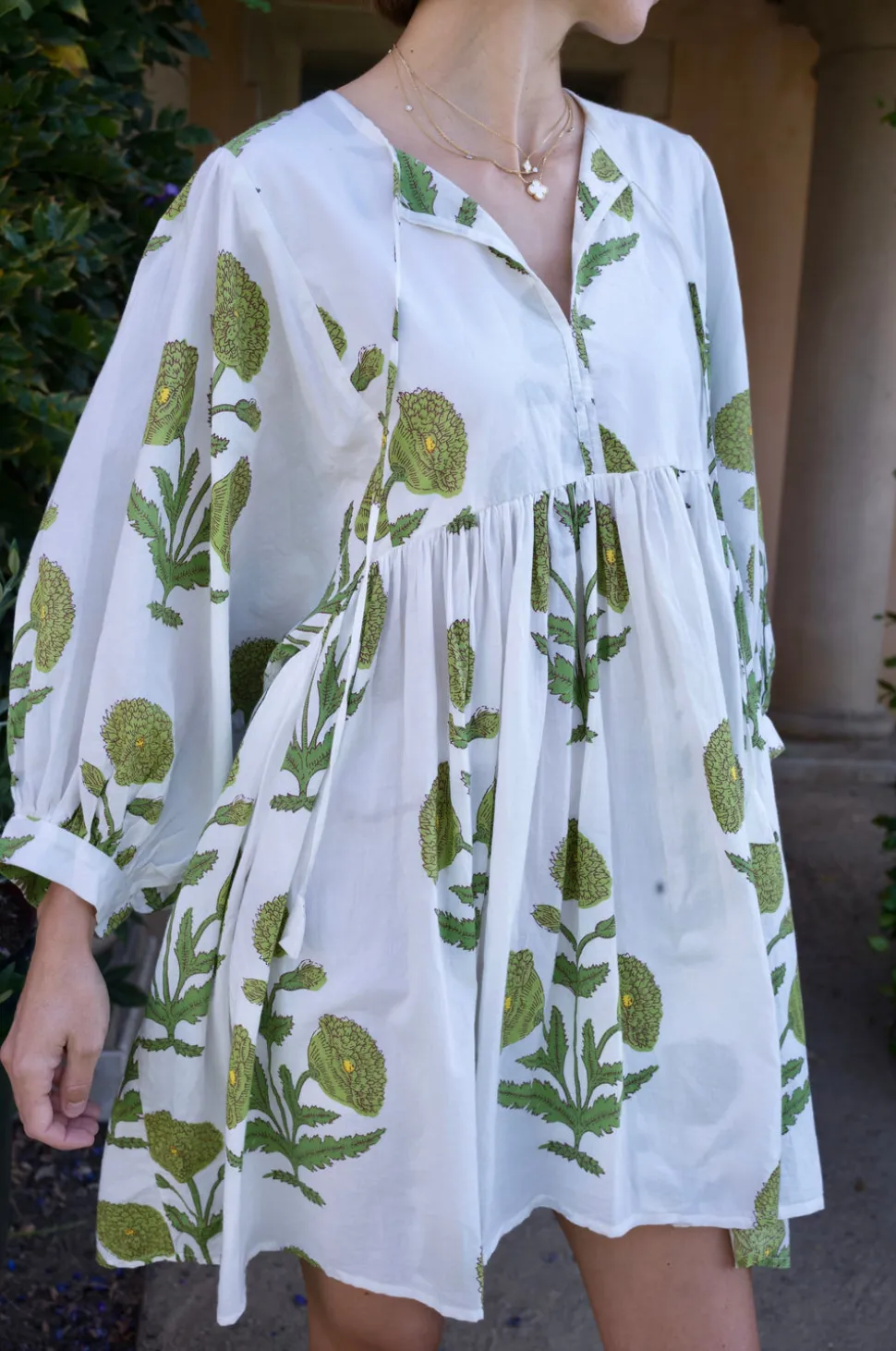 Taj Mini Dress Green Flower