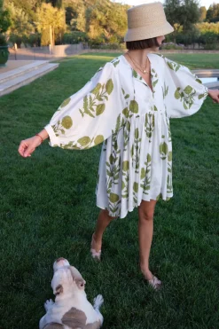 Taj Mini Dress Green Flower