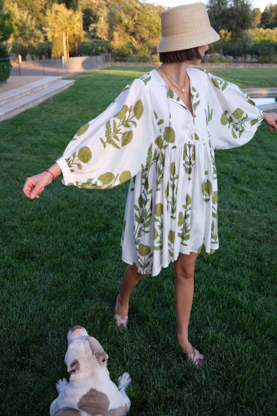 Taj Mini Dress Green Flower