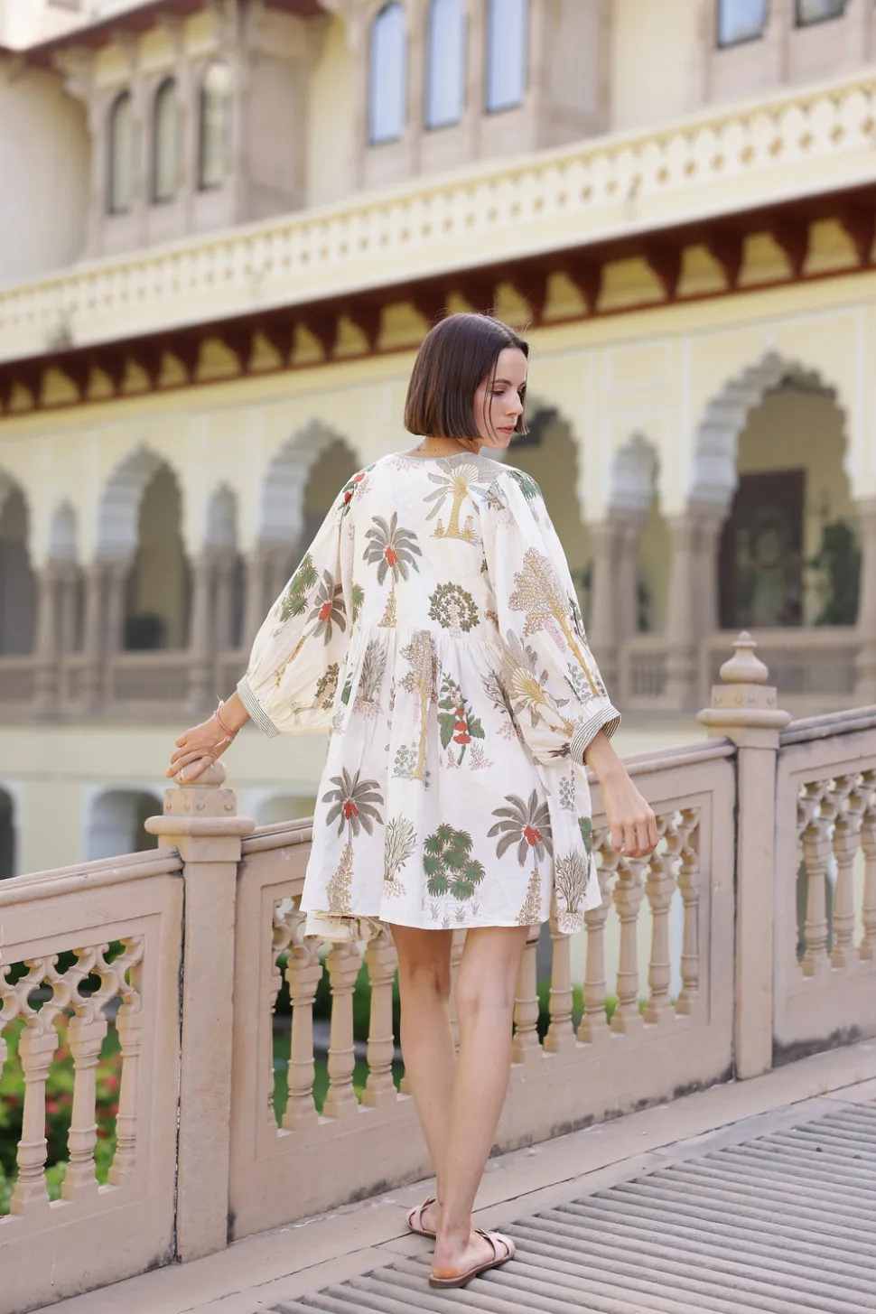 Taj Mini Dress Palm Natural