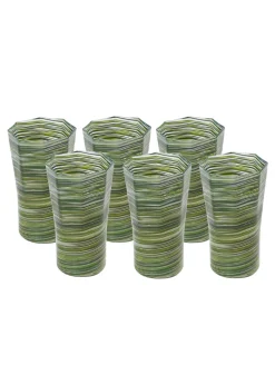 Tall Hand Blown Tumbler in Avocado Mix, Set of 6