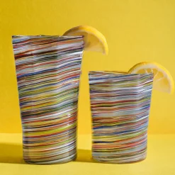 Tall Hand Blown Tumbler in Multi, Set of 6