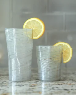Tall Hand Blown Tumbler in Grey, Set of 6