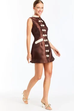 Tamara Mini Dress in Brown Chestnut