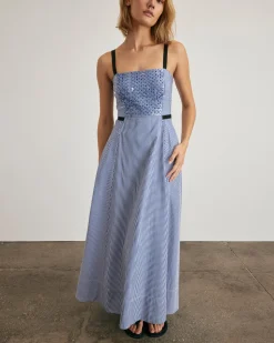 Tavira Dress in Blue & Optic White