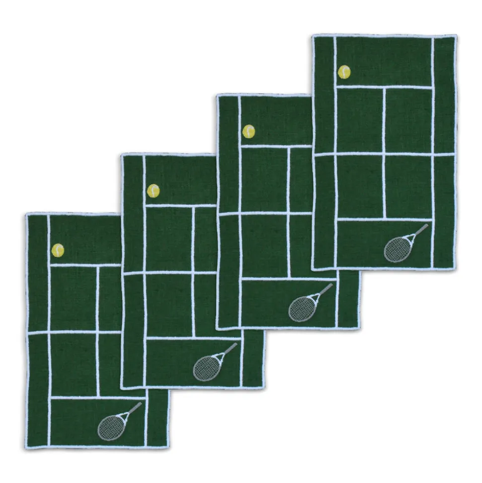 Tennis Court Cocktail Napkins, Set of 4