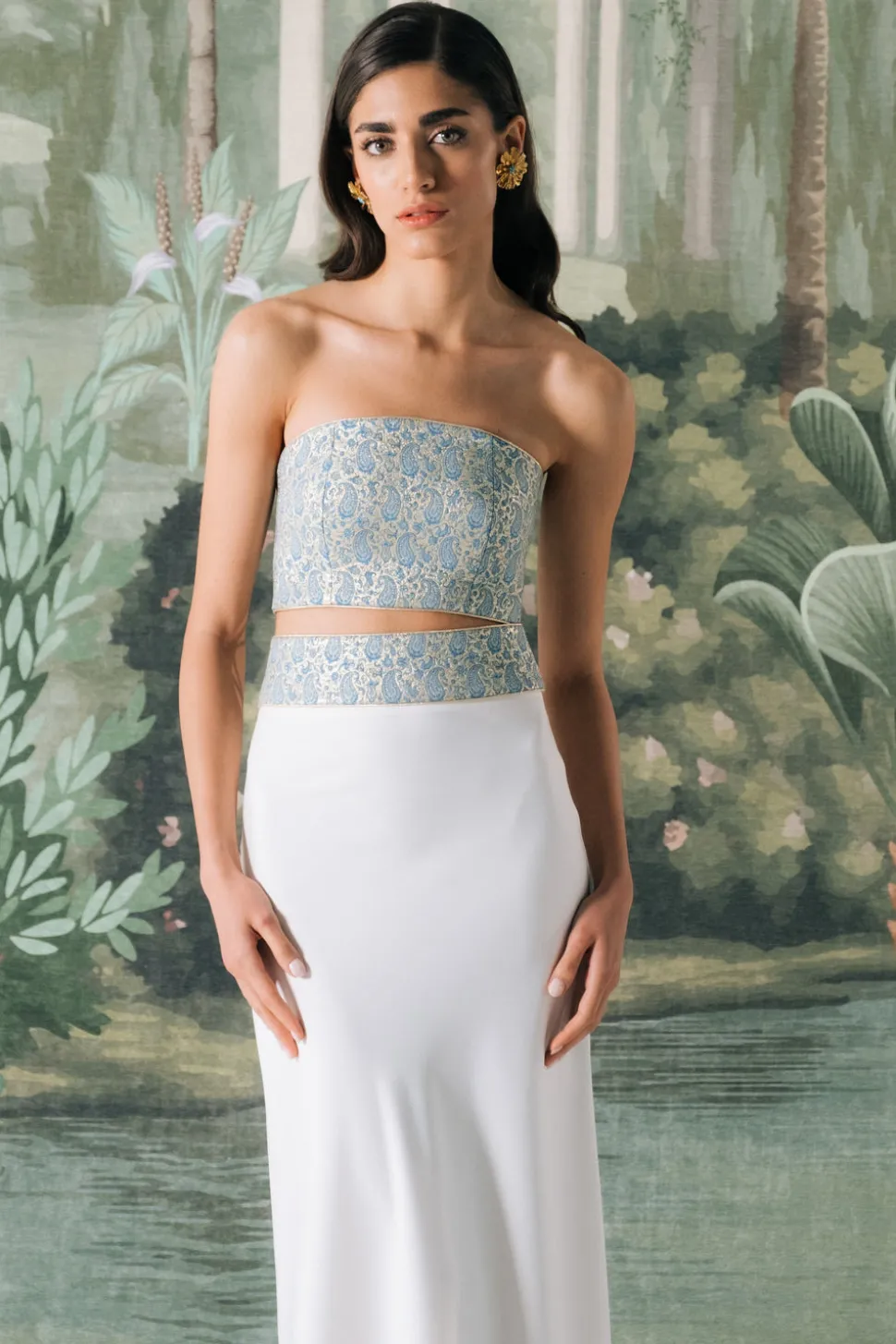 Termeh Jahan Top in Blue & Silver Paisley