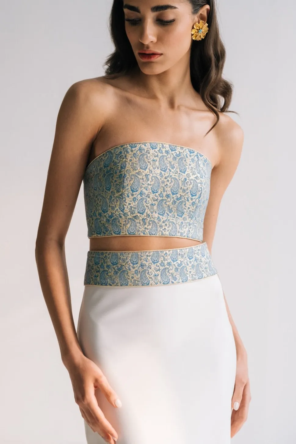 Termeh Jahan Top in Blue & Silver Paisley
