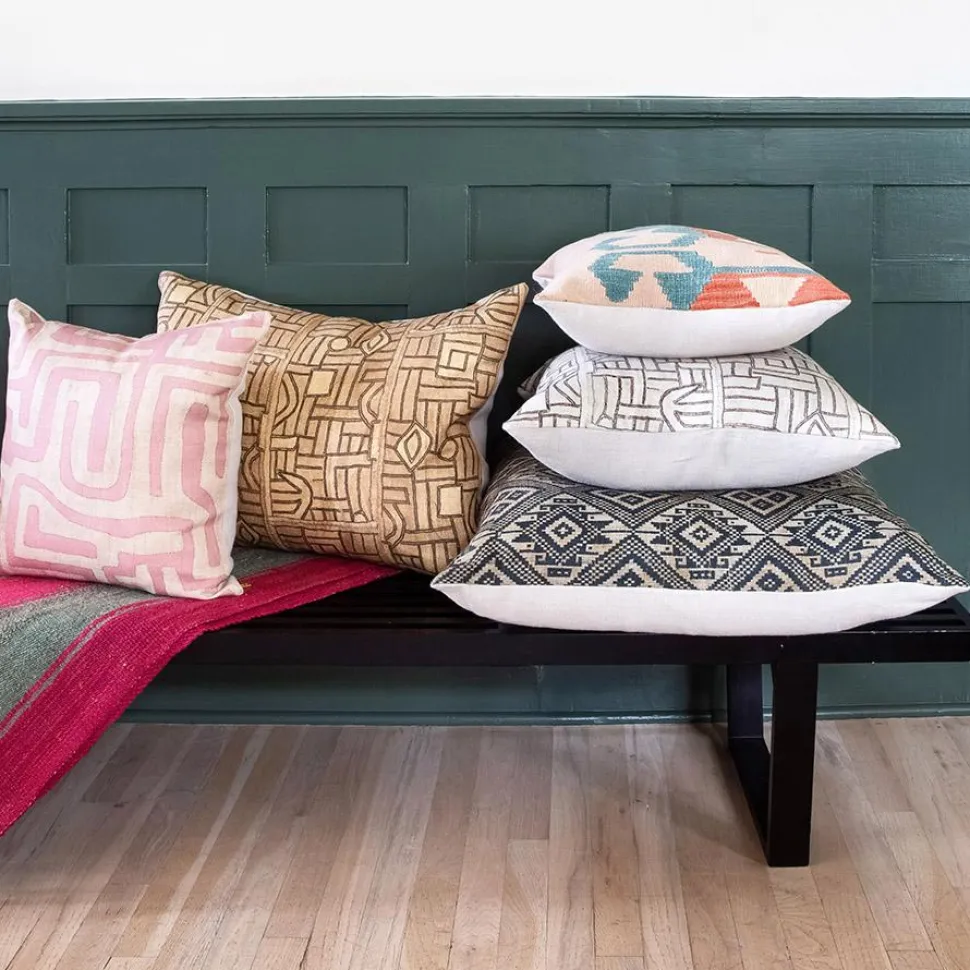 Terracotta Classic Kuba Cloth Pillow