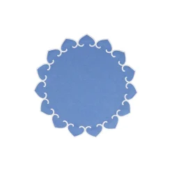Tessuti Cornflower Round Placemats with White Stitching, Set of 4