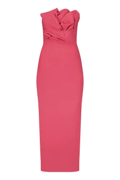 Textured Satin Draped Tulip Sheath in Berry