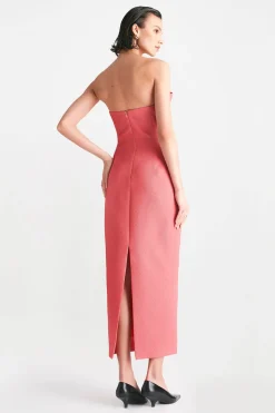 Textured Satin Draped Tulip Sheath in Berry