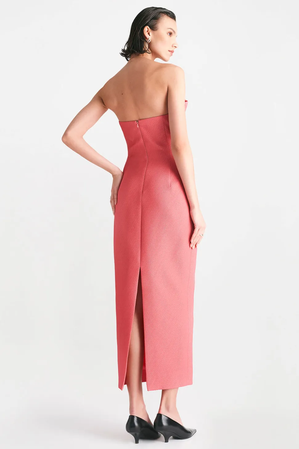 Textured Satin Draped Tulip Sheath in Berry