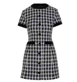 The Allegra Dress in Black and White Tweed
