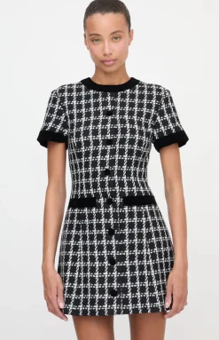 The Allegra Dress in Black and White Tweed