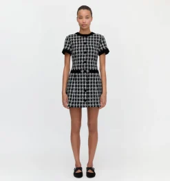 The Allegra Dress in Black and White Tweed