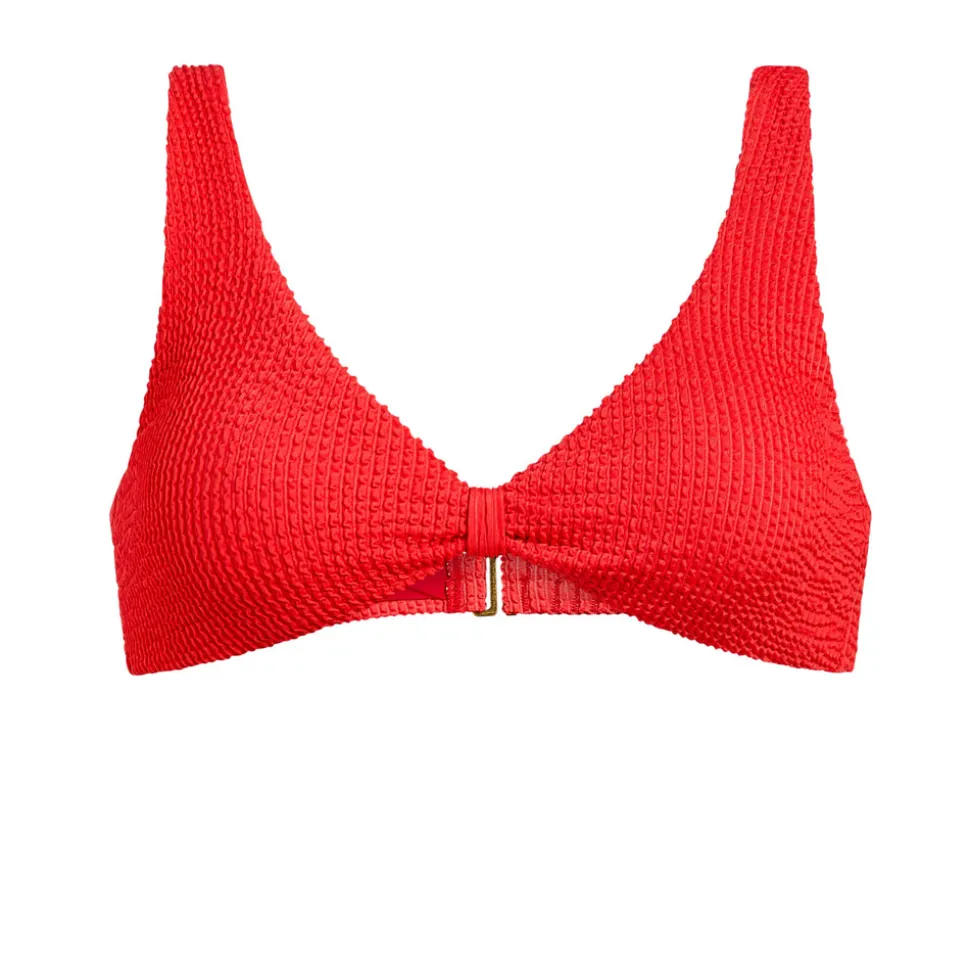 The Amor Bikini Top Seersucker in Firecracker