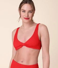 The Amor Bikini Top Seersucker in Firecracker