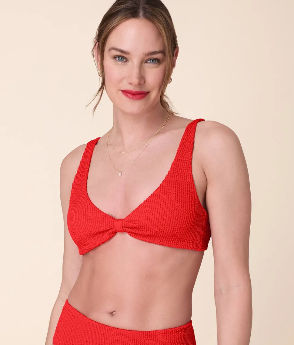 The Amor Bikini Top Seersucker in Firecracker