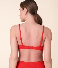 The Amor Bikini Top Seersucker in Firecracker