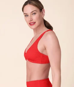 The Amor Bikini Top Seersucker in Firecracker