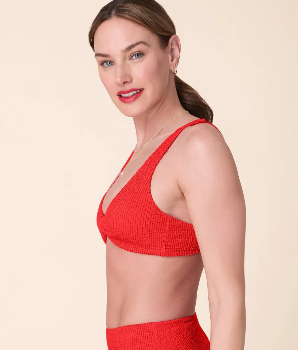 The Amor Bikini Top Seersucker in Firecracker