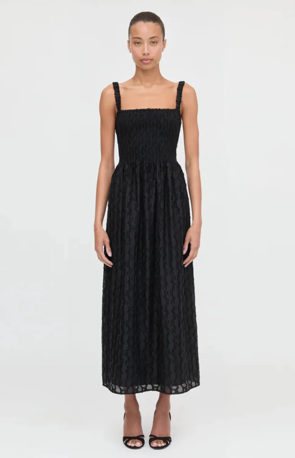 The Anita Nap Dress in Black Fil Coupe