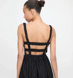 The Anita Nap Dress in Black Fil Coupe