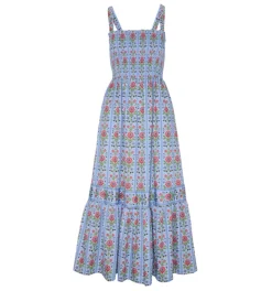 The Anjuli Nap Dress in Blue Floral Block Stripe