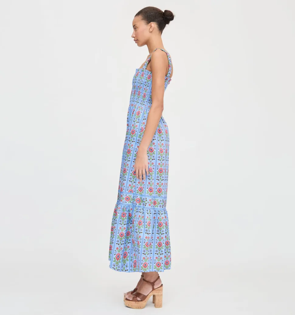 The Anjuli Nap Dress in Blue Floral Block Stripe