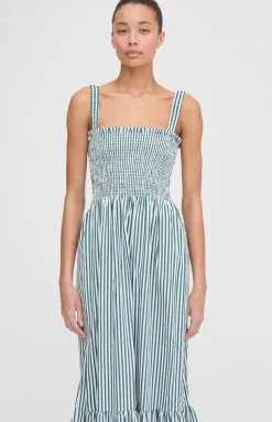 The Anjuli Nap Dress in Green Stripe