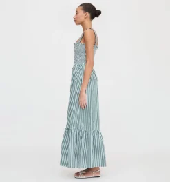 The Anjuli Nap Dress in Green Stripe