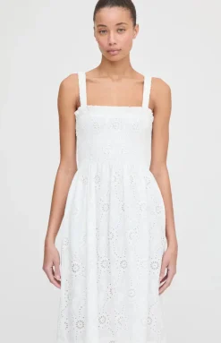 The Anjuli Nap Dress in White Trellis Broderie