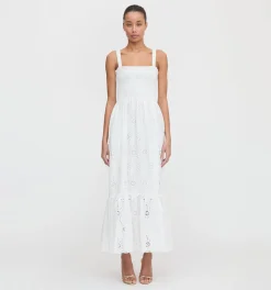 The Anjuli Nap Dress in White Trellis Broderie