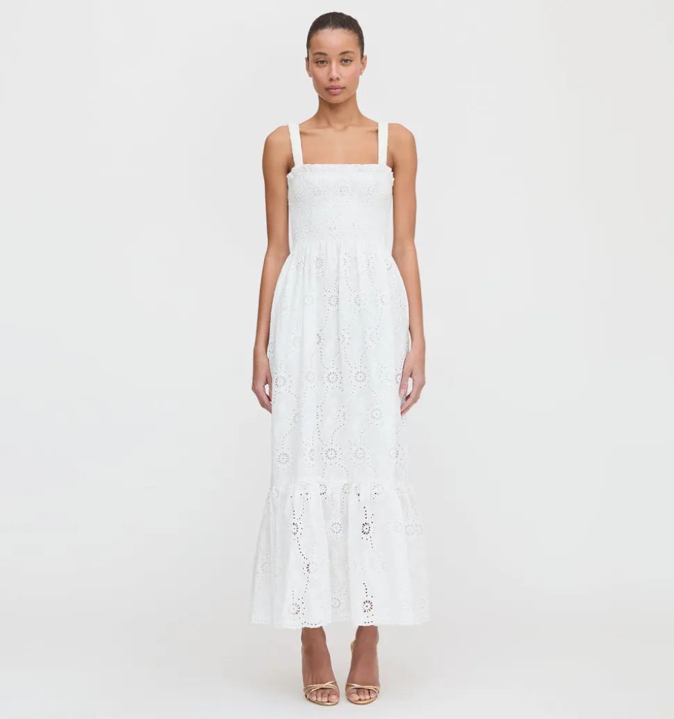 The Anjuli Nap Dress in White Trellis Broderie