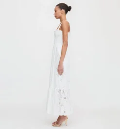 The Anjuli Nap Dress in White Trellis Broderie