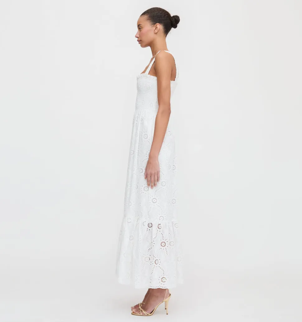 The Anjuli Nap Dress in White Trellis Broderie