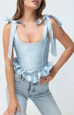 The Antoinette Corset In Powder Blue