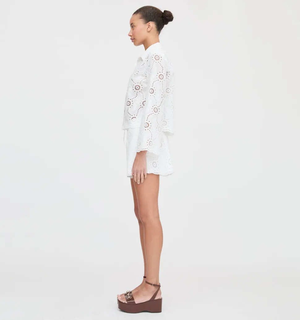 The Audrey Shorts in White Trellis Broderie