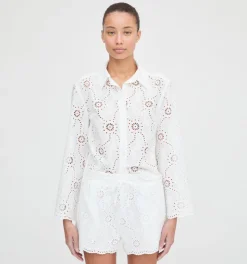 The Audrey Shorts in White Trellis Broderie