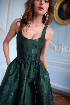 The Avery Dress in Emerald Baroque Floral