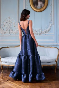 The Avery Dress in Navy Baroque Floral