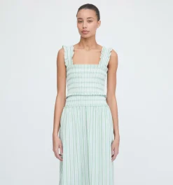 The Azalea Nap Top in Apple Green Stripe