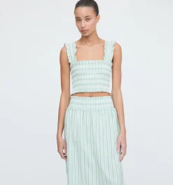 The Azalea Nap Top in Apple Green Stripe