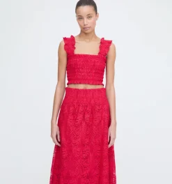The Azalea Nap Top in Cerise Lace