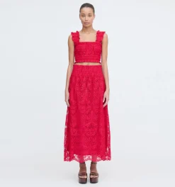 The Azalea Nap Top in Cerise Lace