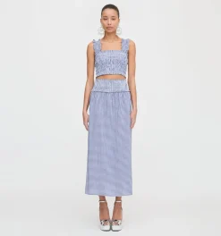 The Azalea Nap Top in Navy Gingham