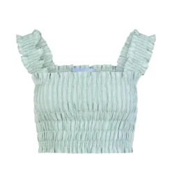 The Azalea Nap Top in Soft Green Tonal Seersucker