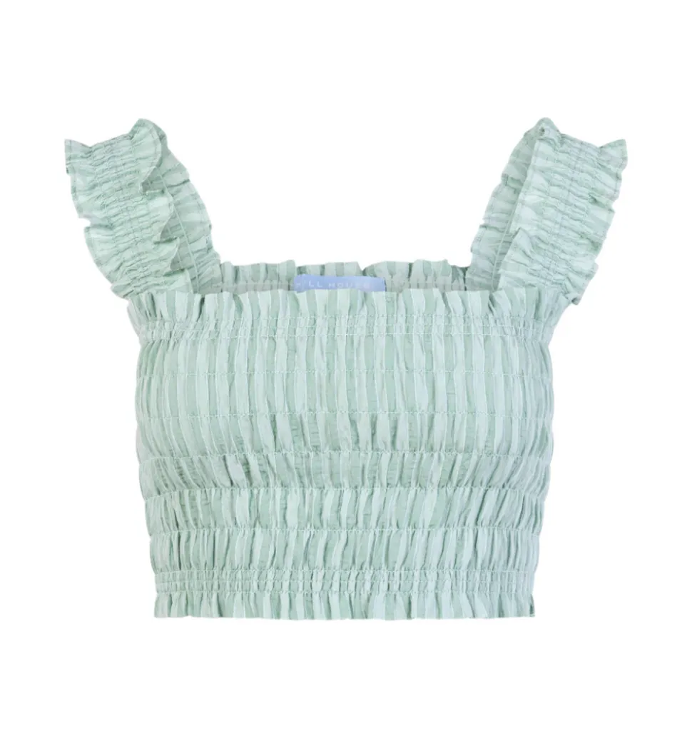 The Azalea Nap Top in Soft Green Tonal Seersucker